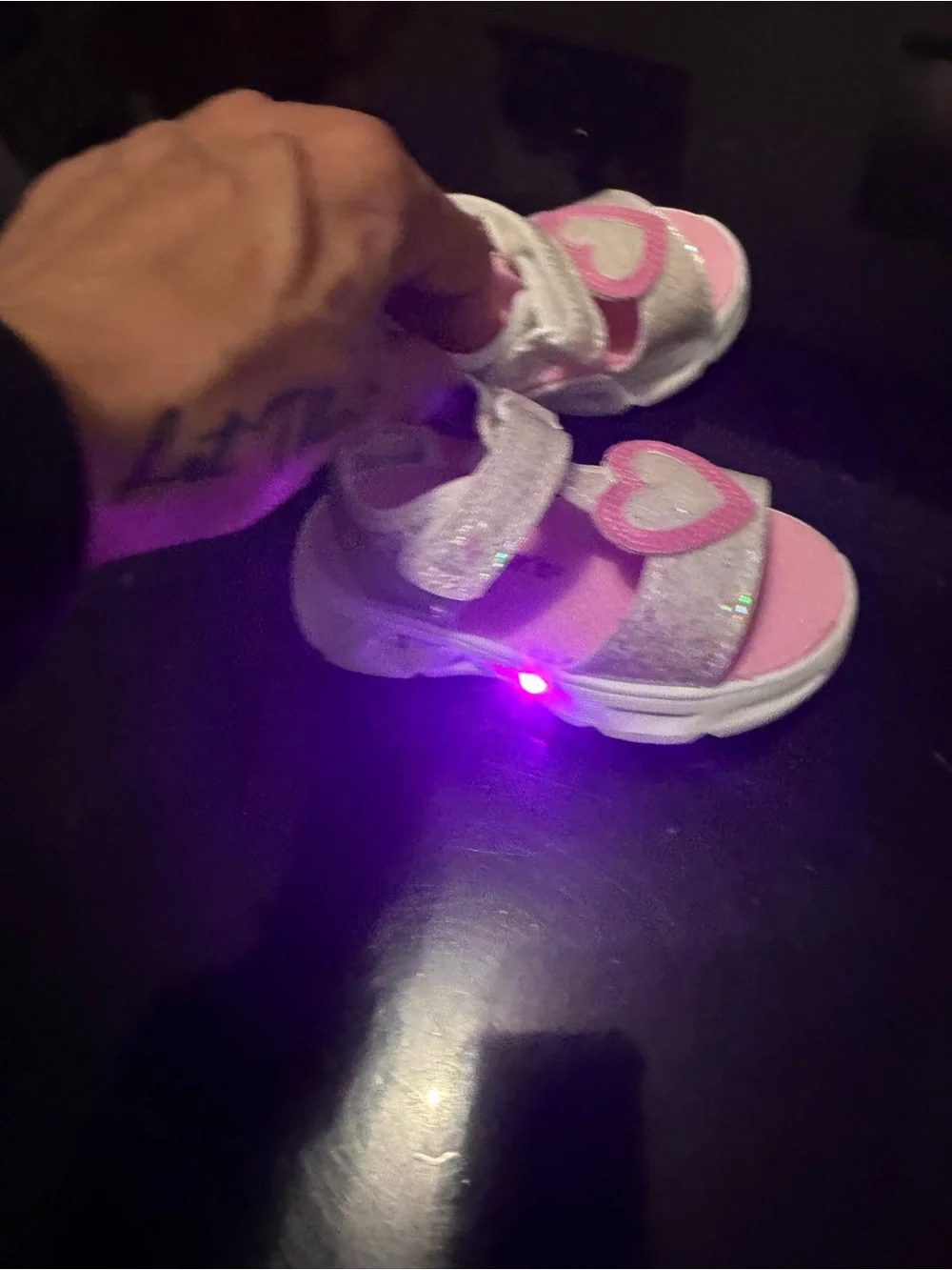 Carter's Pink Glitter Heart Strap Sandals light up. Brand new with tags